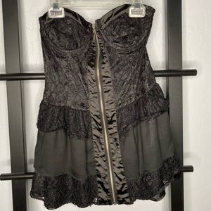 Black lace mini dress